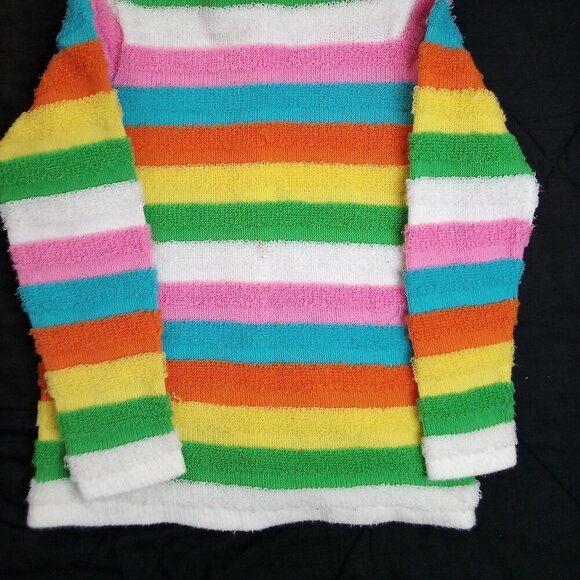 Vintage 70s Finest Quality Imports Rainbow Stripe Cardigan Sweater - Picture 5 of 5